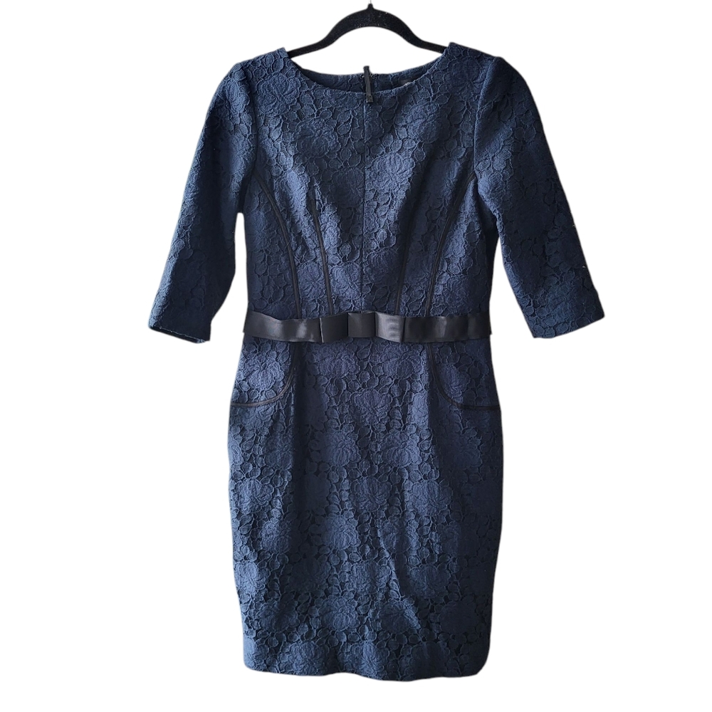 Sandra Angelozzi Elegant Navy Lace Dress Size Small
